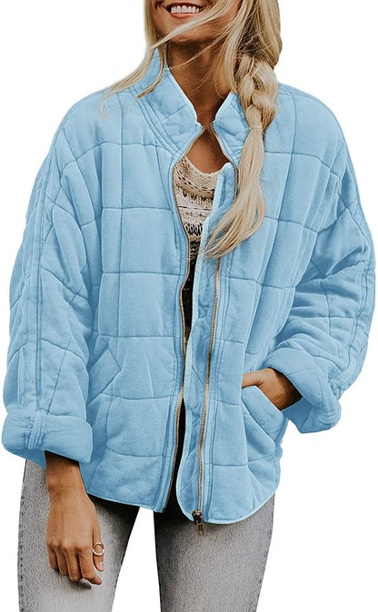Women's Zip-Up Stand Collar Jacket – Casual Lightweight Jacket