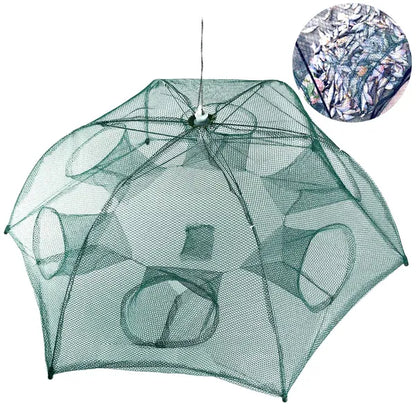 Foldable 6-Sided Fishing Bait Trap Net – 360° Entry, Crab, Shrimp & Minnow