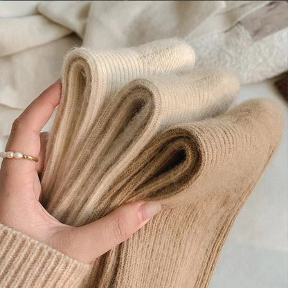 Autumn And Winter Solid Color Wool Socks