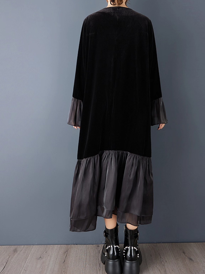 Elegant Velvet Ruffle Midi Dress for Women | Eva Trends