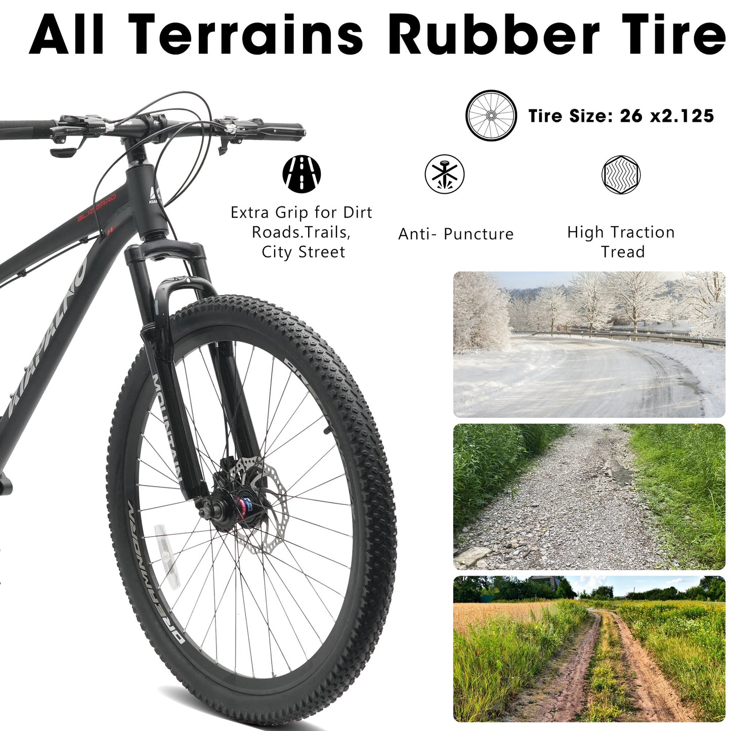 26" All-Terrain Mountain Bike | 21-Speed, Mechanical Disc Brakes & Front Suspension