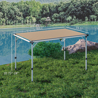 Folding Camping Table with Adjustable Height – Aluminum, Portable