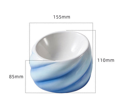 Ceramic flat-faced cat eating bowl with inclined mouth