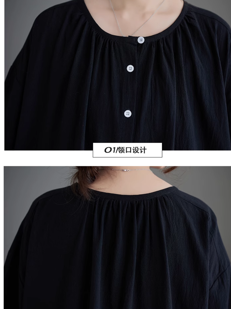 Women's Cool Button-Up Side Pockets A-Line Shirt dress