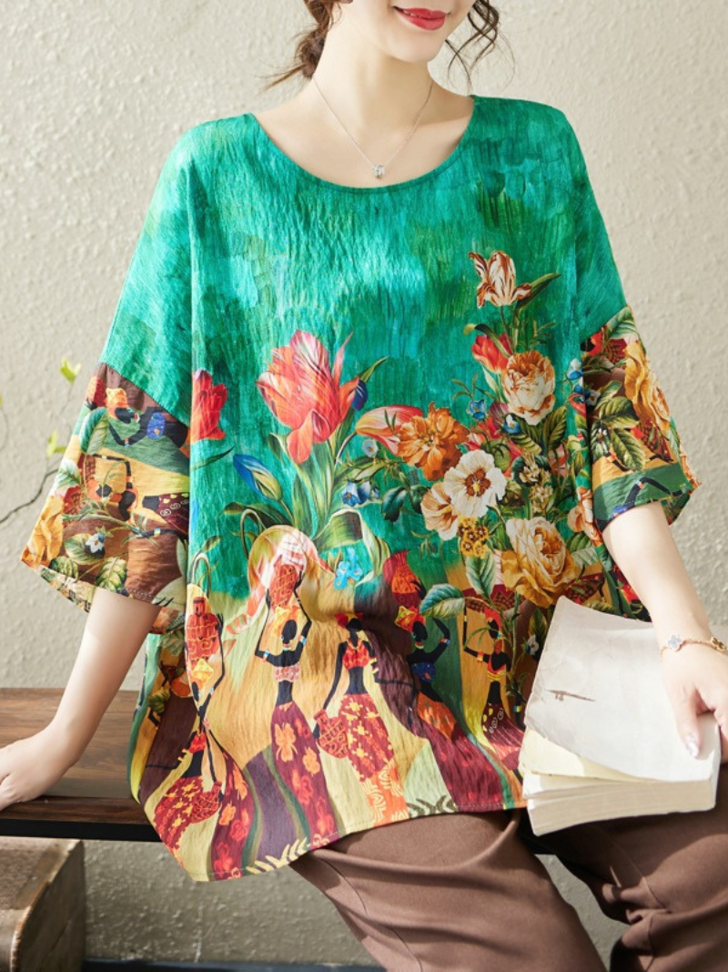 Women’s Stylish  Printed Round Neck Fashionable Tops