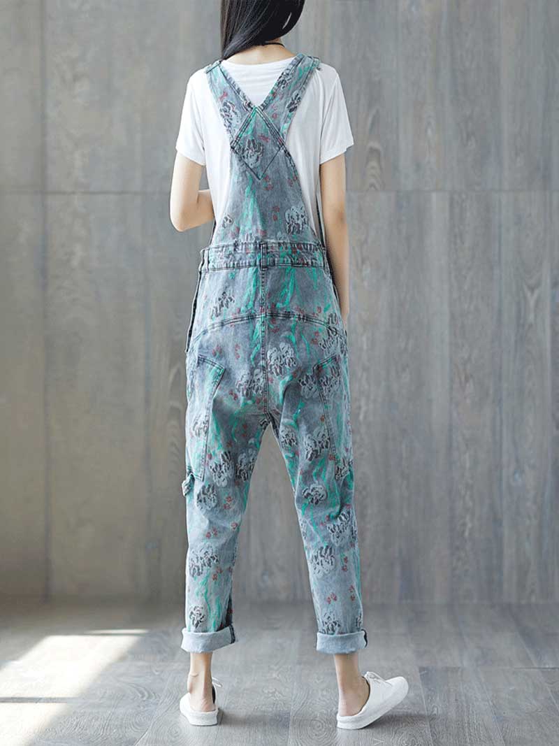 Relaxed Full-Length Denim Overall Dungaree