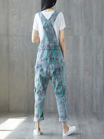 Relaxed Full-Length Denim Overall Dungaree