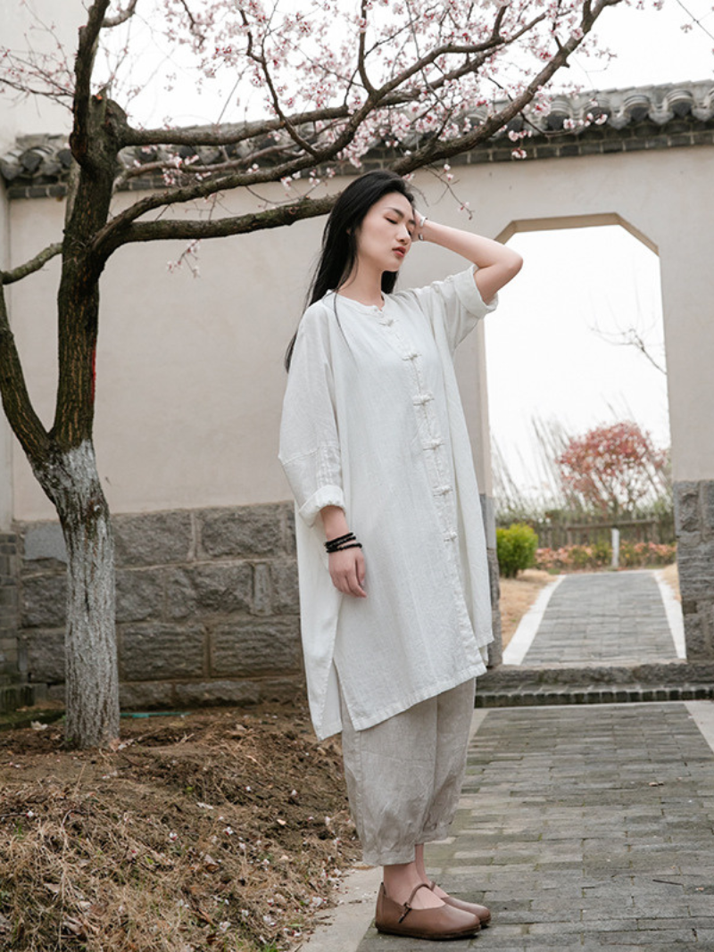 Women's Stylish Plate Button Loose Vintage Shirt Dress