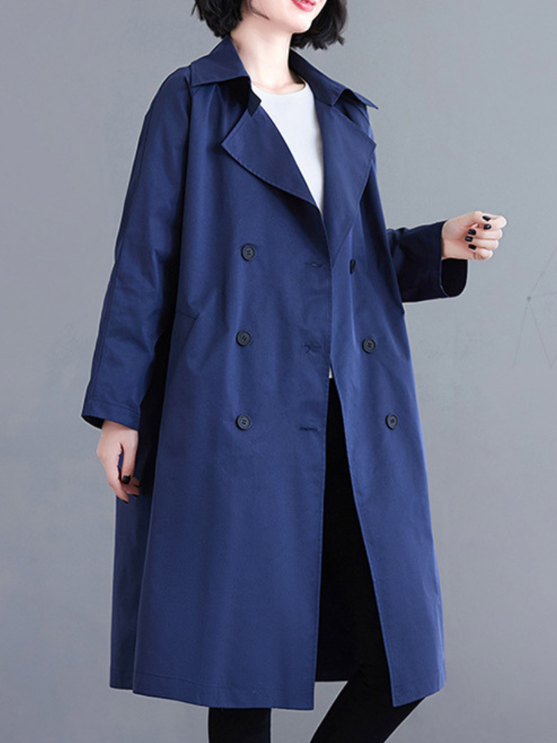 Minimal Acrylic Double-Breasted Women's Trench Coat for Elevated Everyday Style