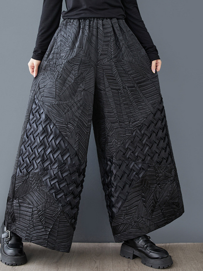 Women's Everyday Wear Stylish A-Line Black Wide Leg Bottom