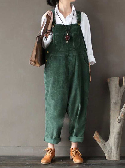 Relaxed Cotton Overalls with Adjustable Straps & Pockets