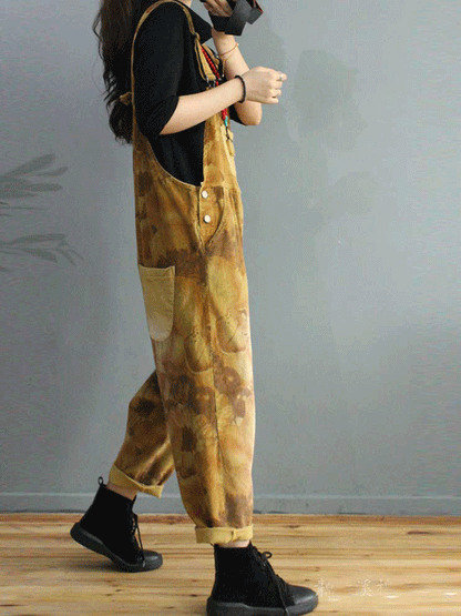 Earthwash Corduroy Dungarees with Side Button Details