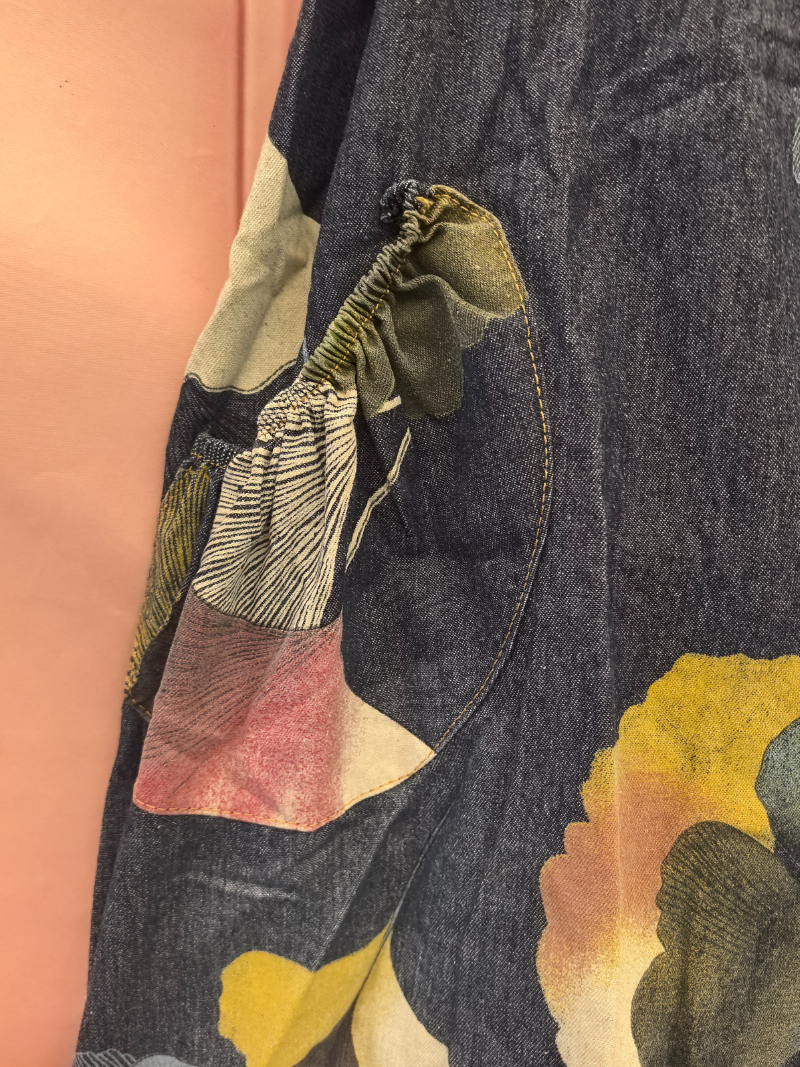 Flowy & Artistic Leaf Print Denim Dungarees for Women | Eva trends