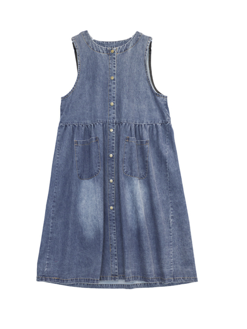 My Memories Women's Casual Round Neck Denim Dress