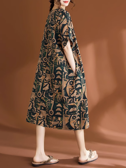 Women's Flowing Summer Printed Midi Dress | Eva Trends