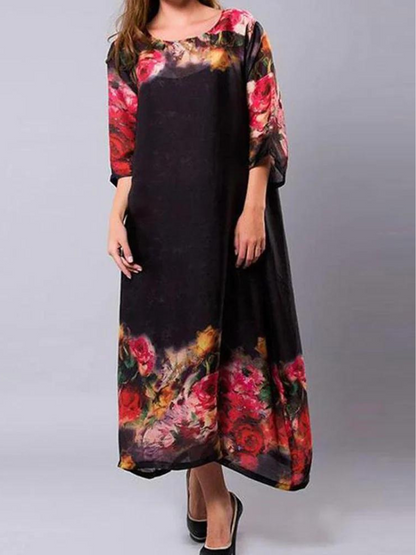 Dreamy Women's Rose Silk Maxi Dress | Eva Trends