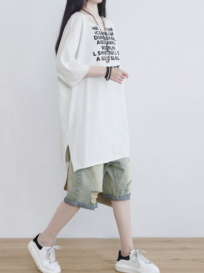 Women's Summer Casual Outing Wear Alphabet Midi Dress.