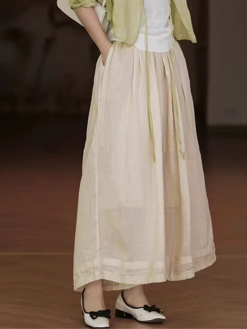 Women's Fashionable Loose-Fitting Straight-Leg with Lace Bottom