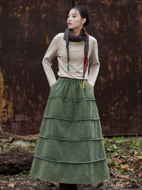 Women's Everyday Style Retro Side Pockets Skirt