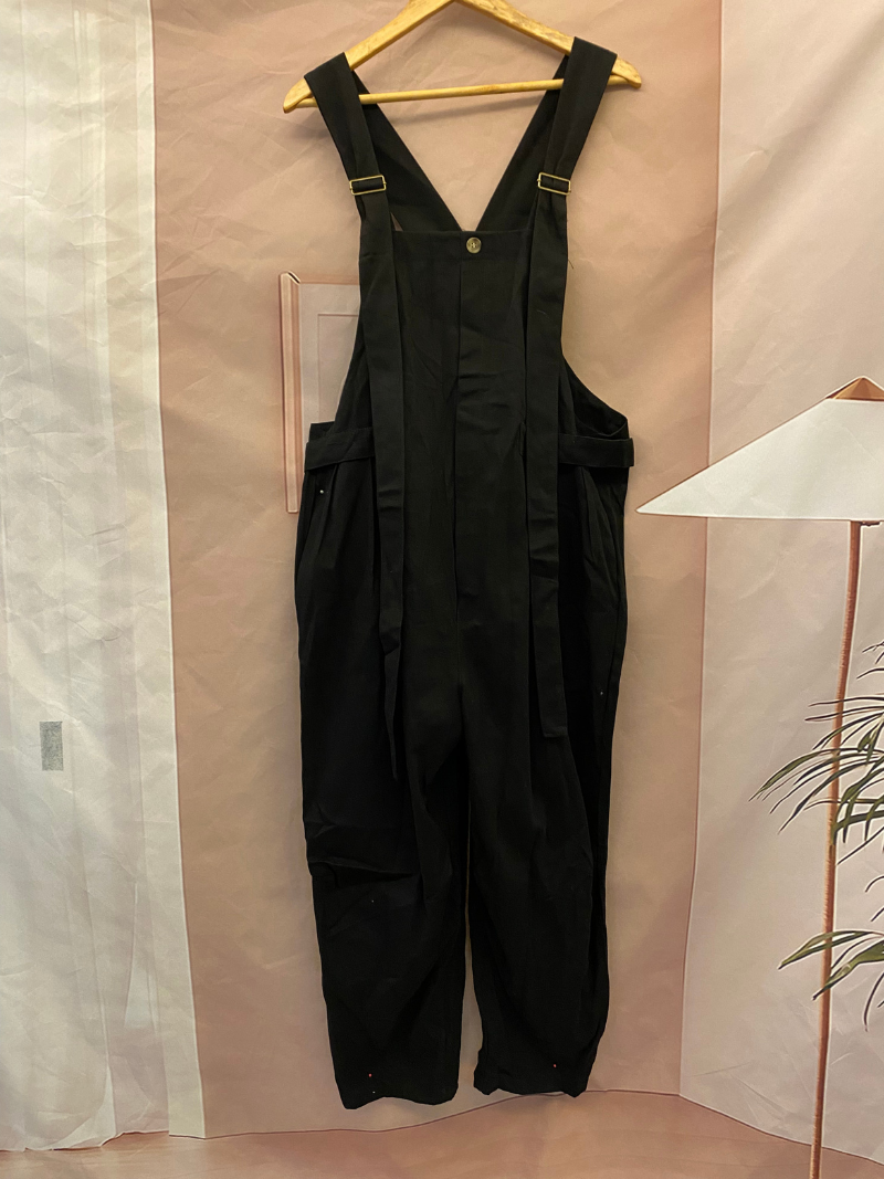 Women's Loose Barrel Leg Overalls with Side Buckle Straps