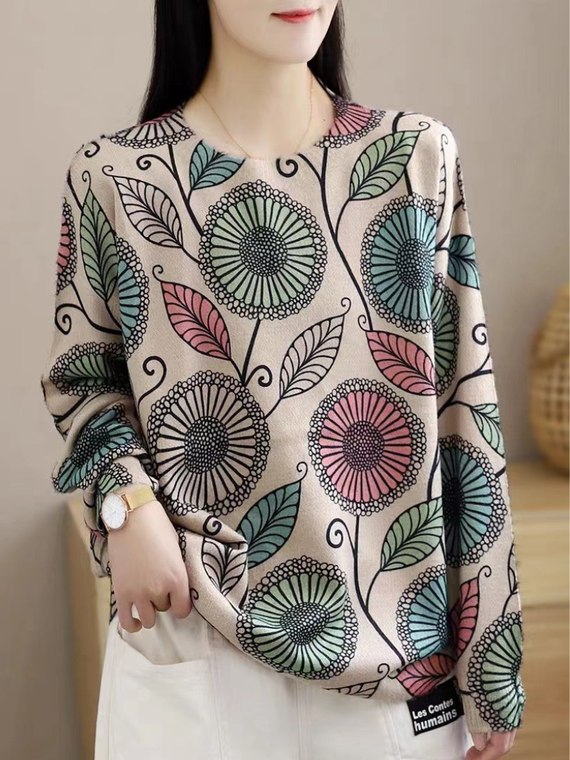 Elegant Women's Chic Floral Knitted Sweater | Eva Trends
