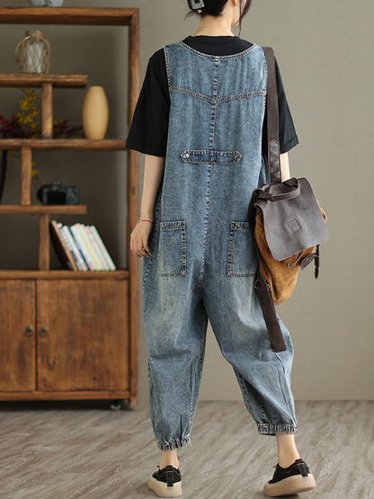 Trendy Women's Denim High Waist Jumpsuit | Eva Trends