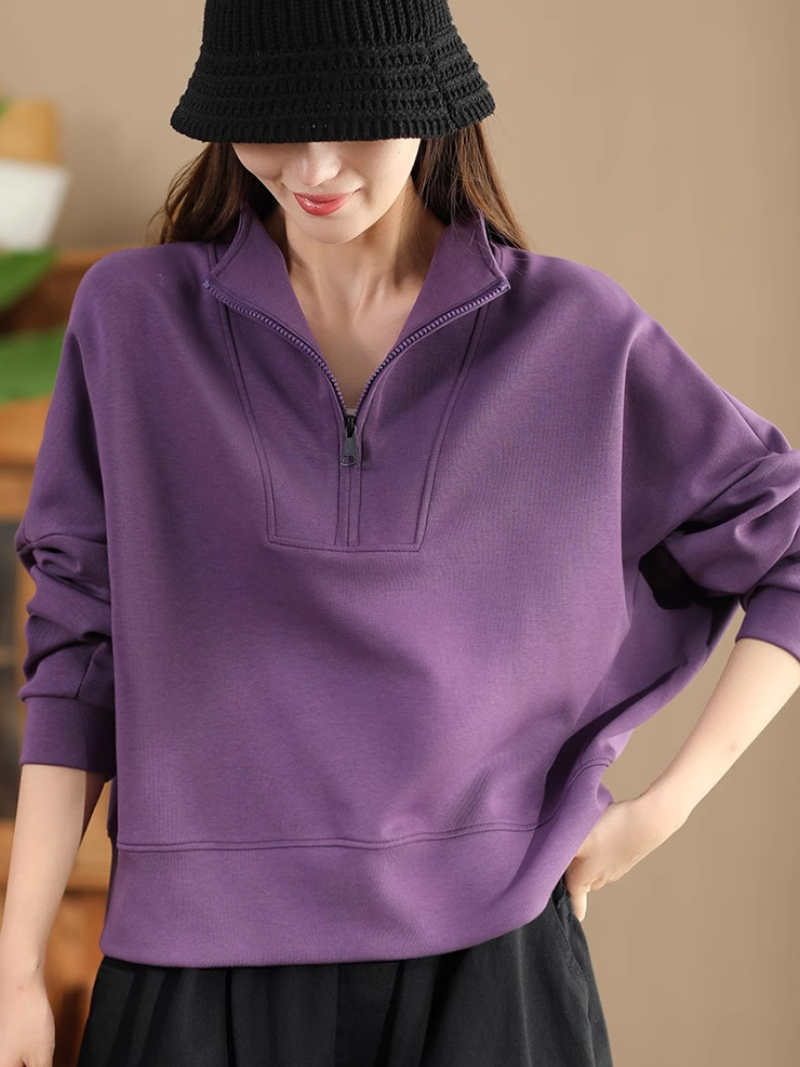 Cozy Women's Half Open Collar Loose Sweater | Eva Trends