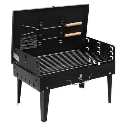 Portable Square Charcoal Grill – Compact Steel BBQ for Camping & Picnics