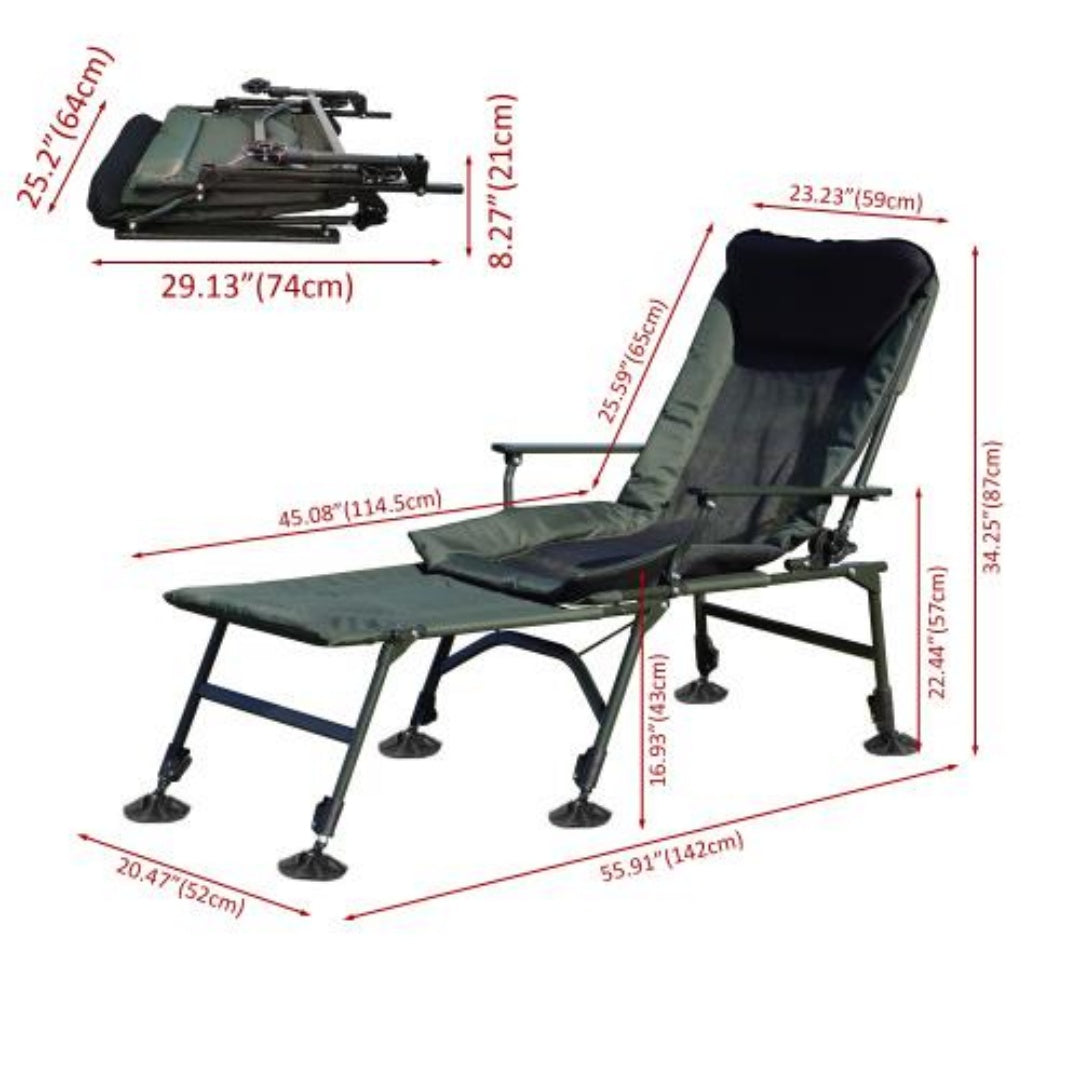 Camping Lounge Chair with Removable Footrest – Reclining Outdoor Chair