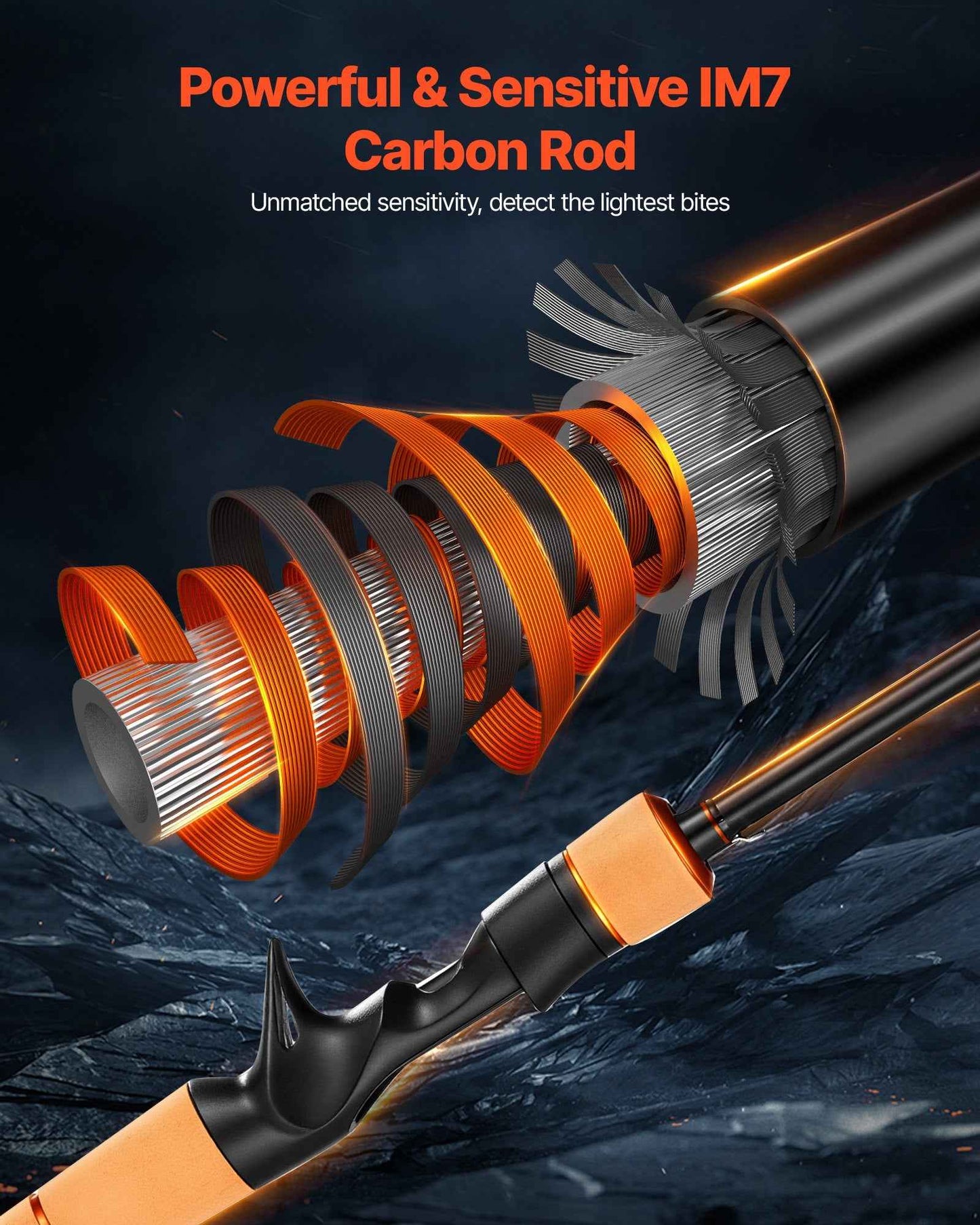 IM7 Carbon Fiber Baitcasting Rod & Reel Combo — 6.5 ft, Right-Hand