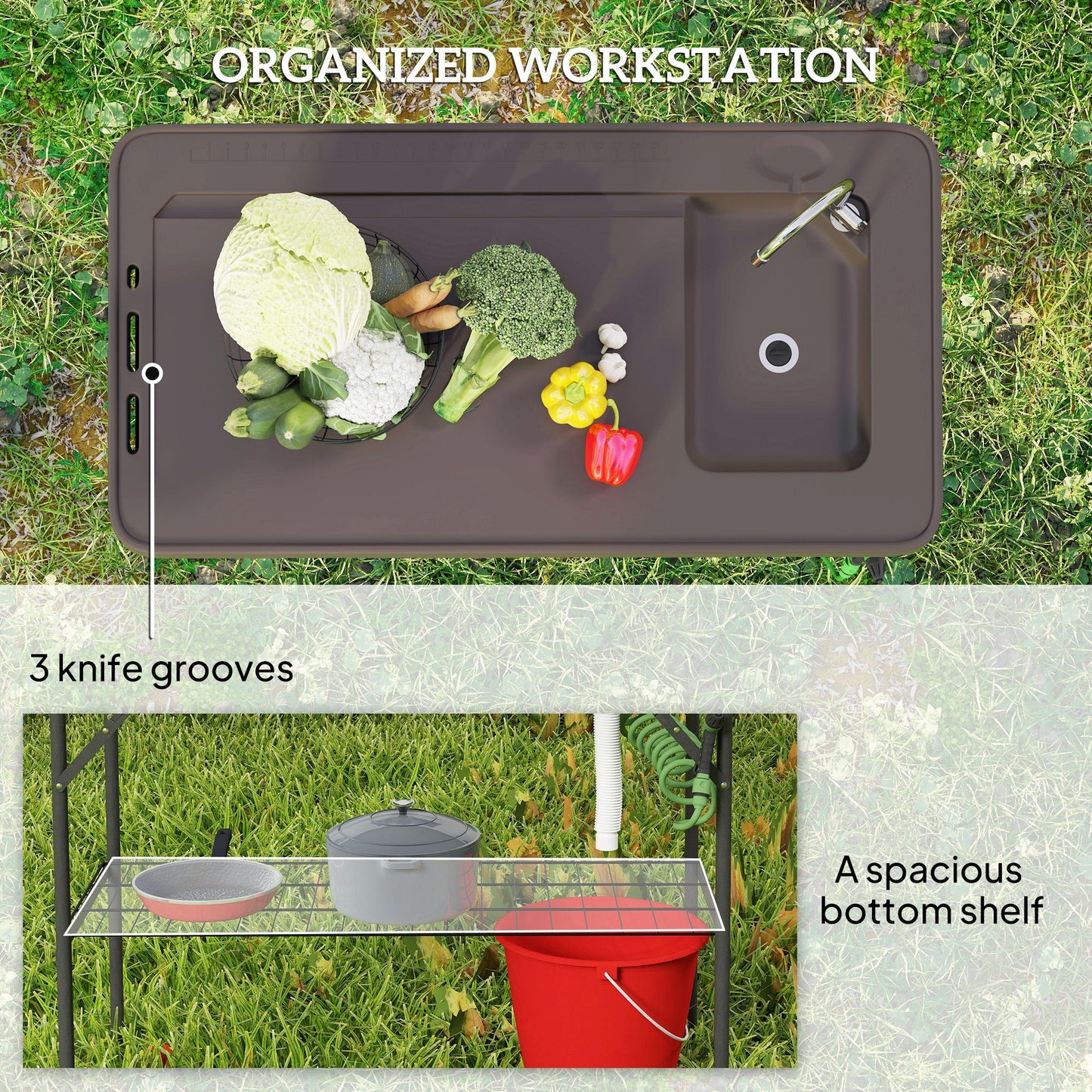 Folding Fish Cleaning Table with Sink, Faucet & Sprayer – Portable Camp Table