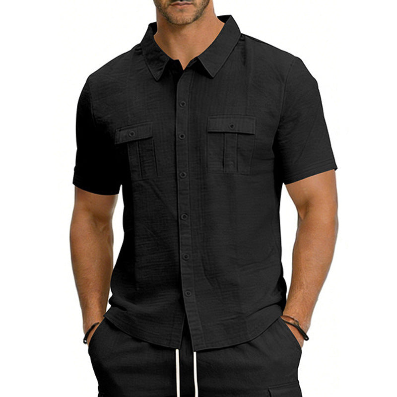 Men's Multi-Pocket Cargo Short-Sleeve Shirt