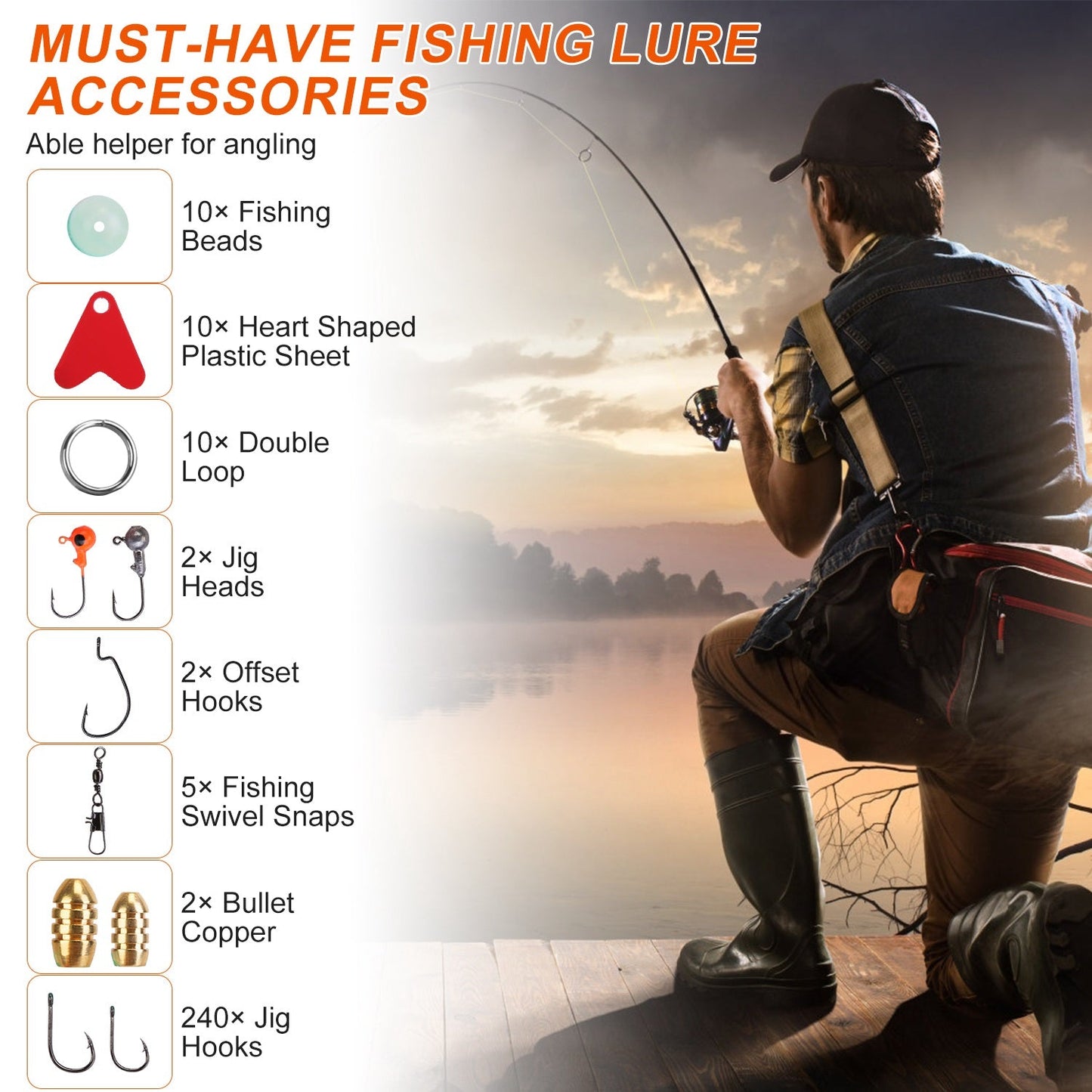 375-Piece Fishing Lure & Bait Kit with 2-Layer Tackle Box