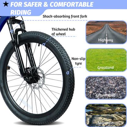 24" Youth Mountain Bike | 7-Speed, Front Disc Brake, Suspension & Alloy Rims