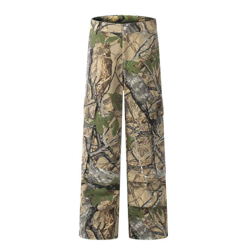 Men's Jungle Camouflage Cotton Cargo Pants – Straight-Leg Outdoor Trousers