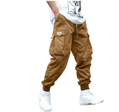 Men's Multi-Pocket Cargo Pants – Loose Fit, Drawstring, 7 Colors, S–3XL