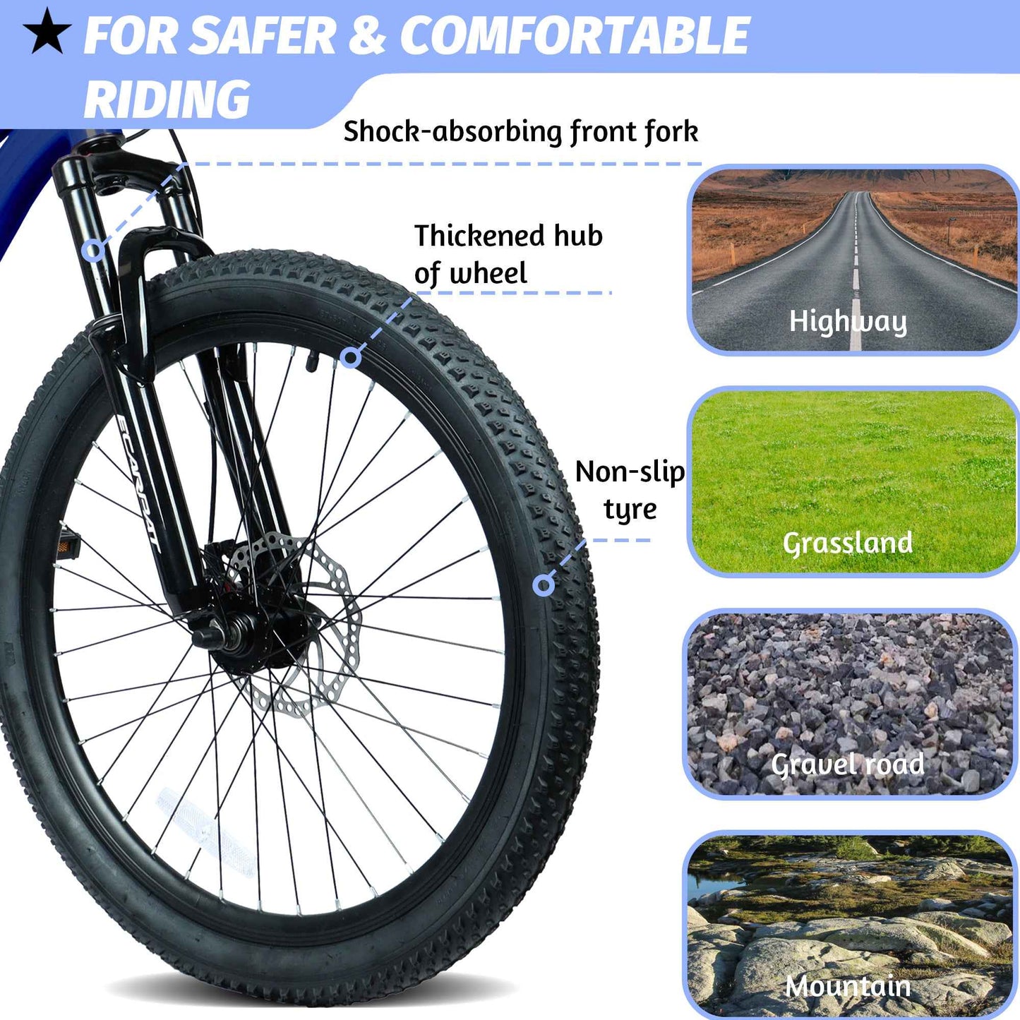 24" Youth Mountain Bike | 7-Speed, Front Disc Brake, Suspension & Alloy Rims
