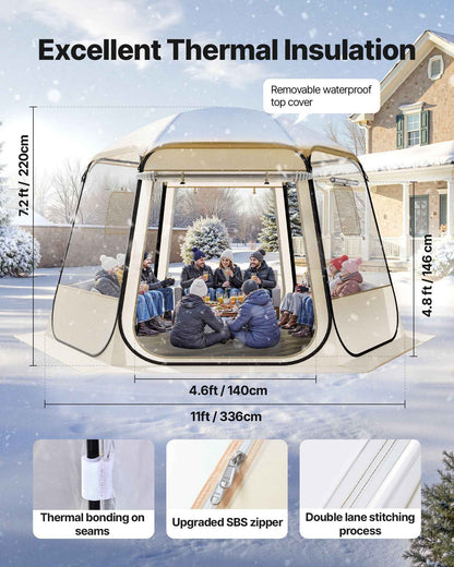 Clear Bubble Dome Tent | 11x10.2 FT Pop-Up Igloo for 8-10 People | 540° View