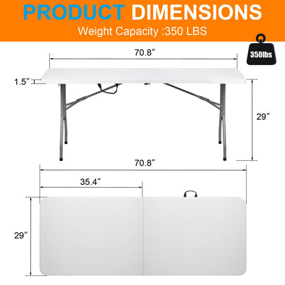 6ft Portable Folding Table – Lightweight Indoor & Outdoor Table