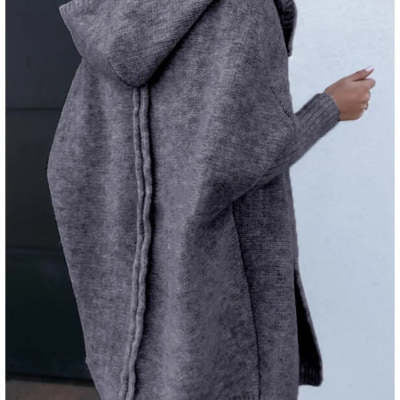 Women's Oversized Bat-Sleeve Hooded Cardigan Sweater – Cozy Casual Knit