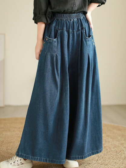 Women's Trendy Fashion Pockets Button Pants Bottom