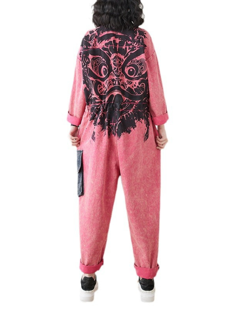 Loose Fit Women's Denim Dungarees Jumpsuit with Tie Suit - Eva Trends