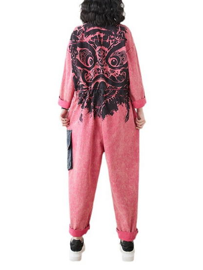 Loose Fit Women's Denim Dungarees Jumpsuit with Tie Suit - Eva Trends