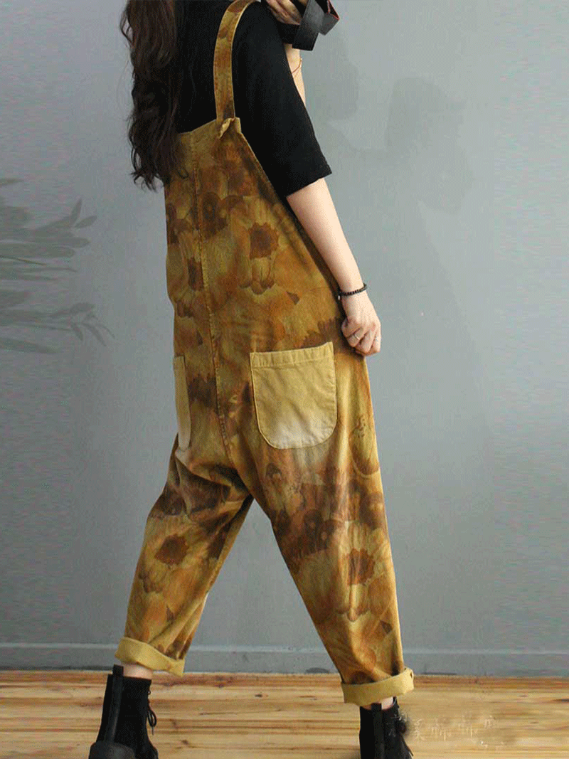 Earthwash Corduroy Dungarees with Side Button Details