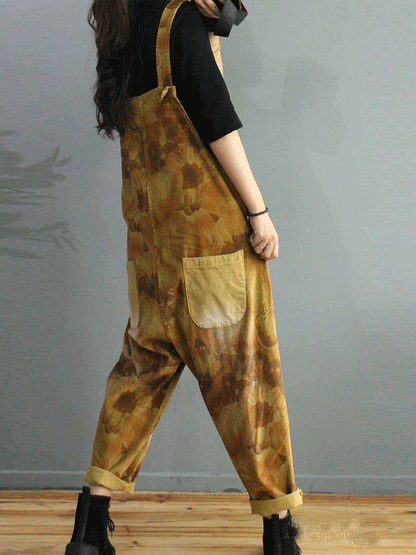 Earthwash Corduroy Dungarees with Side Button Details