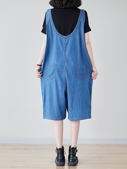 Women's Summer Wide-Leg Large Pocket Dungarees | Eva Trends