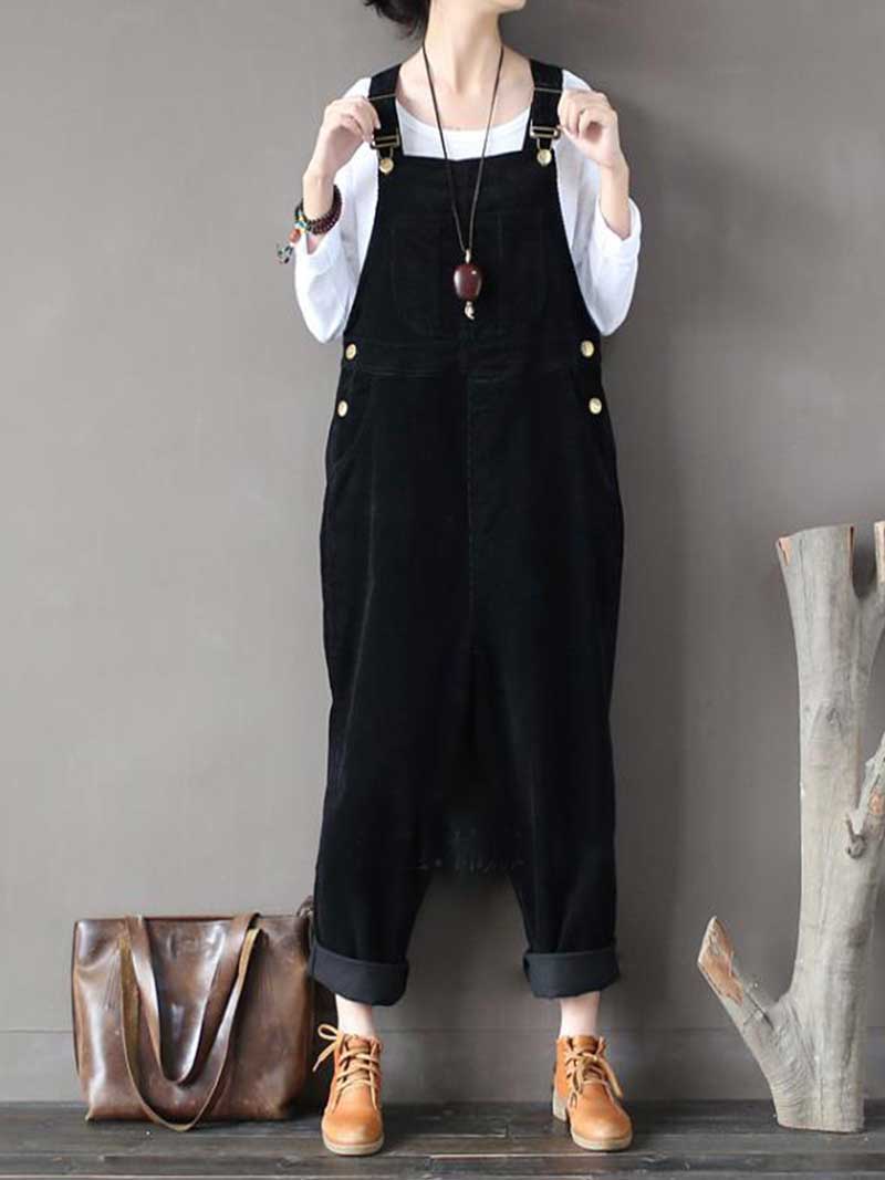 Relaxed Cotton Overalls with Adjustable Straps & Pockets