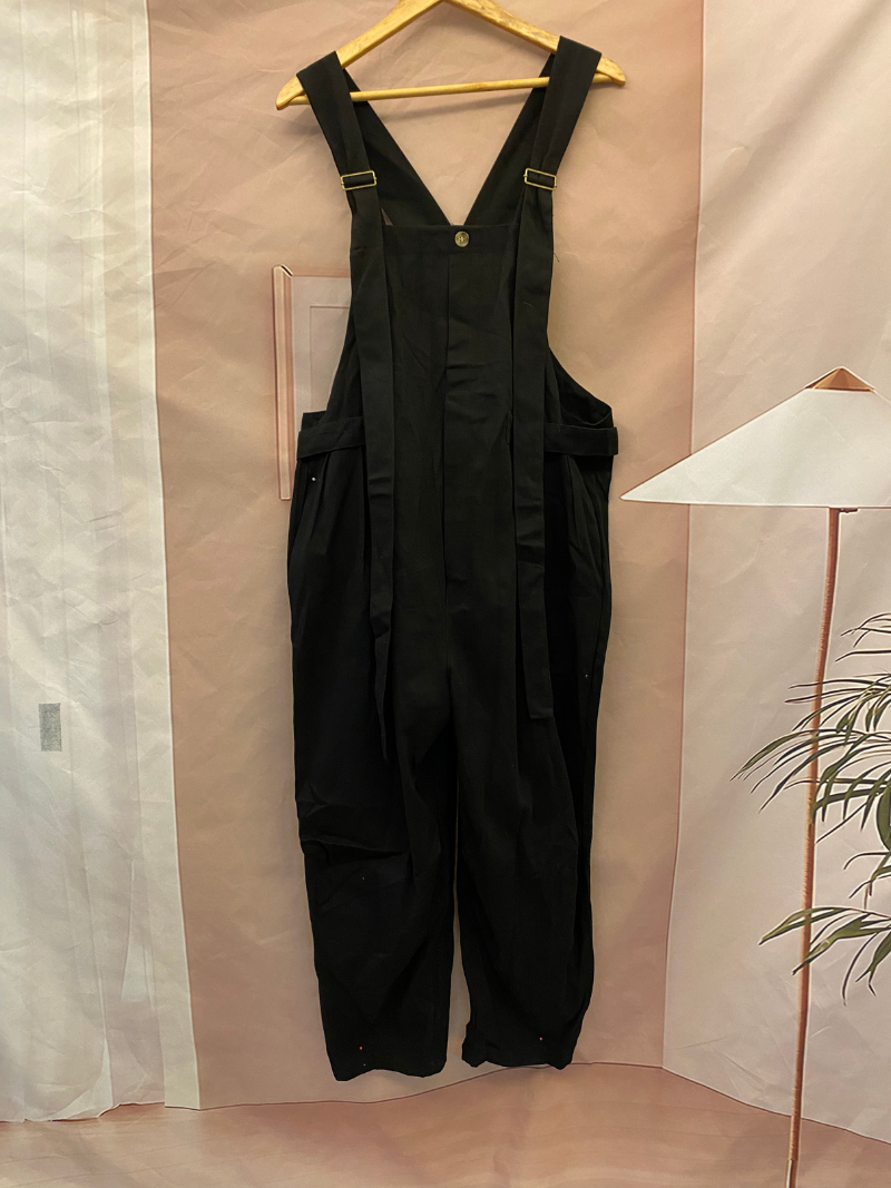 Women's Loose Barrel Leg Overalls with Side Buckle Straps