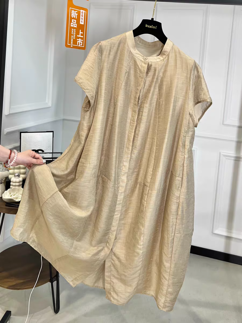 Elegant Women's Loose Summer Midi Shirt Dress | Eva Trends