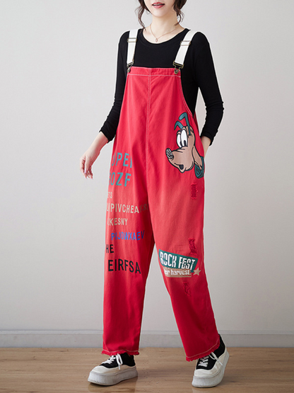 Chic & Trendy Women's Cartoon Denim Overalls | Eva Trends